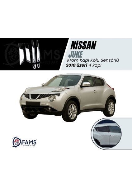Nissan Juke Uyumlu Krom Kapı Kolu 4 Kapı 2010 Üzeri P. Çelik Uyumlu (Sensörlü)