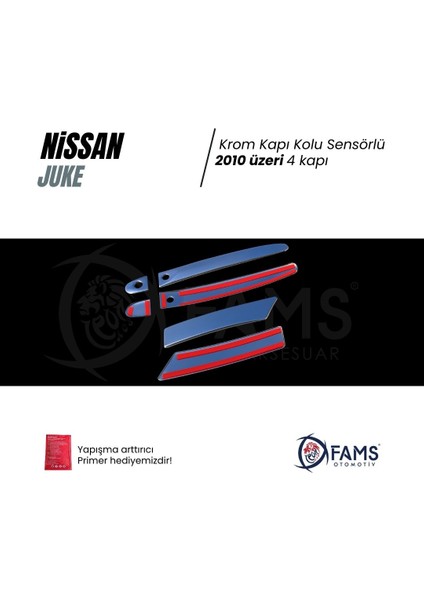 Nissan Juke Uyumlu Krom Kapı Kolu 4 Kapı 2010 Üzeri P. Çelik Uyumlu (Sensörlü) fiyatları