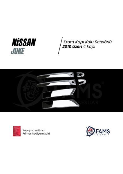 Nissan Juke Uyumlu Krom Kapı Kolu 4 Kapı 2010 Üzeri P. Çelik Uyumlu (Sensörlü) modelleri