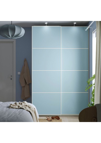 Pax Sürgü Kapaklı Gardırop, Beyaz-Açık Mavi, 150X66X236 cm fiyatları