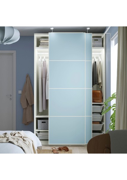 Pax Sürgü Kapaklı Gardırop, Beyaz-Açık Mavi, 150X66X236 cm modelleri