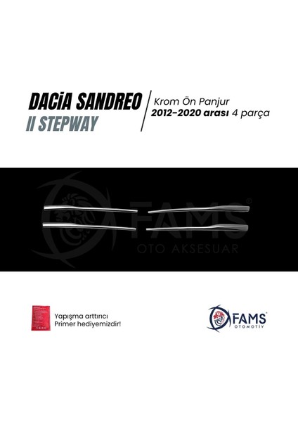 Dacia Sandero Iı Stepway 2012-2020 Krom Ön Panjur 4 Prç. P.çelik fiyatları