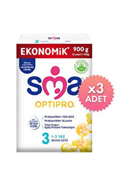 Optipro Toz Devam Sütü 1-3 Yaş İçin Probiyotik 3×900 gr Besleyici Formül fiyatları
