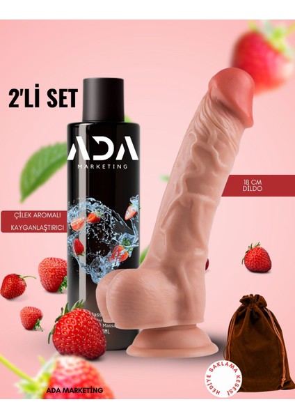 150 ml Çilek Aromalı Cinsel Jel ve 18 cm Dildo Set – Gerçekçi Yapay Dildo, Kalın ve Esnek Gövde fiyatları