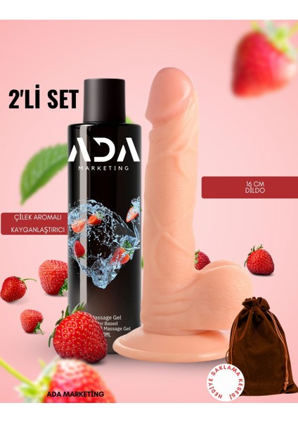 150 ml Çilek Aromalı Cinsel Jel ve 16 cm Dildo Set – Strapon Uyumlu, Kalın Esnek Gövde, Gerçekçi Yapay Dildo fiyatları