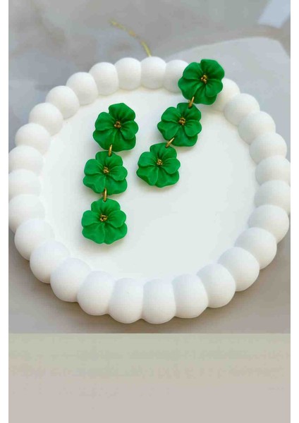 Green Love Yeşil Sallantılı El Yapımı Tasarım Çiçek Küpe fiyatları