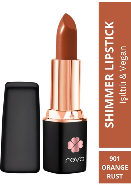 Shimmer Lipstick Orange Rust - Işıltı Ruj - No: 901 - Vegan & Temiz Içerik indirimleri