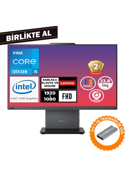Thinkcentre Neo 50A G5 I5-13420H 16GB 512GB SSD 23.8" Fdos + Vıt 1 Tb 12SC002WTR 028