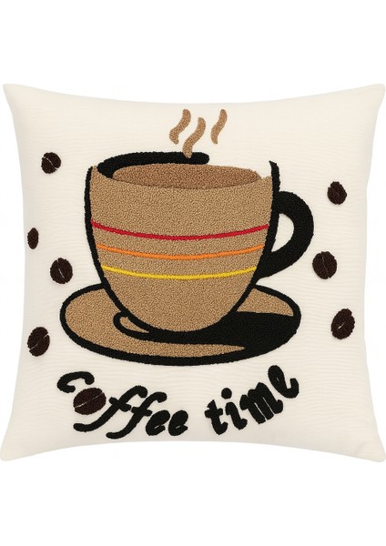 Coffee Time Punch Dekoratif Kırlent Kılıfı