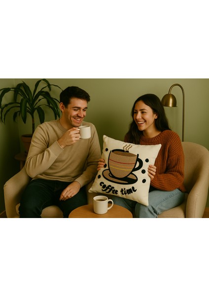 Coffee Time Punch Dekoratif Kırlent Kılıfı fiyatları