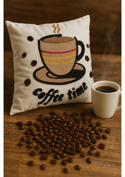 Coffee Time Punch Dekoratif Kırlent Kılıfı indirimleri