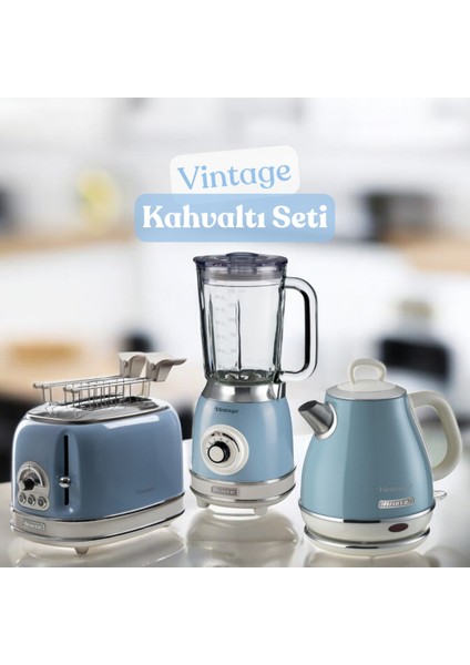 Mavi 3'lü Kahvaltı Seti: Su Isıtıcı, Blender, Ekmek Kızartma