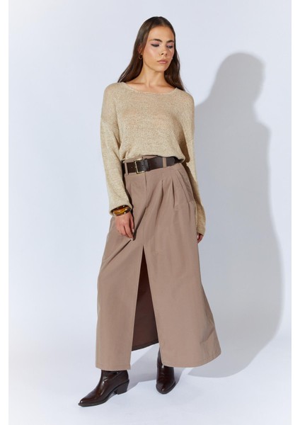 Kadın Vizon Önden Yırtmaçlı Uzun Kemerli Etek fırsatları