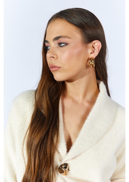 Kadın Ekru 8949 Gömlek Yaka Gold Düğmeli̇ Sakal Hirka fırsatları