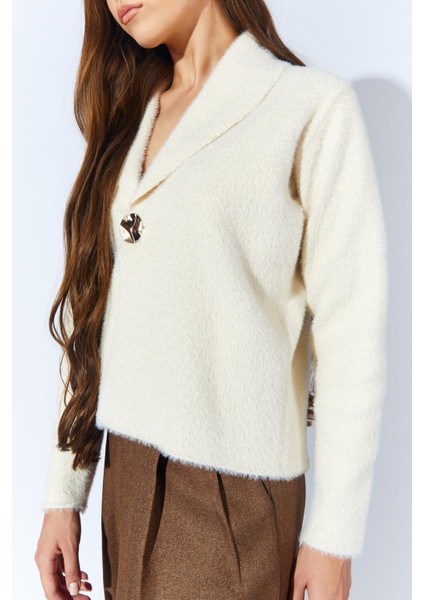 Kadın Ekru 8949 Gömlek Yaka Gold Düğmeli̇ Sakal Hirka indirimleri