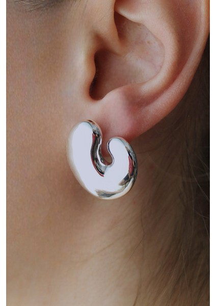 Vip Çelik Gümüş Kaplama C Model Küpe