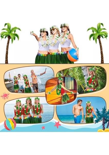 Tropikal Esintili Hawaii Yapraklı Parti Eteği Yetişkin Boy (5313) modelleri