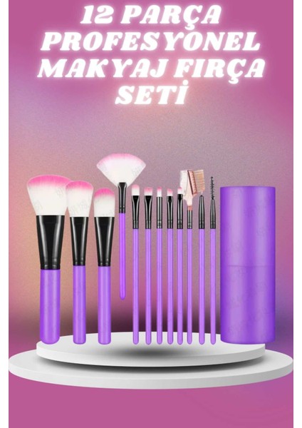 Zeroshop 12 Parça Profesyonel Makyaj Seti Yumuşak Kıllı Yüz ve Göz Makyajına Uygun