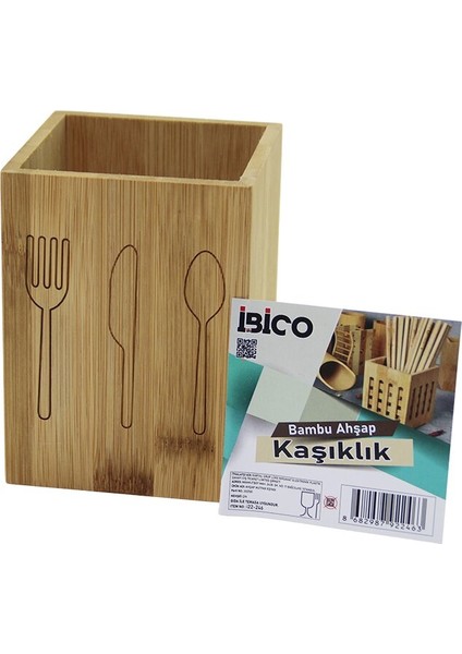 Küçük KARE=9X9CM Ahşap Bambu Kaşıklık Organizer (4989)