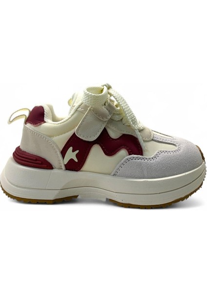152-21275 Çocuk Sneaker Ayakkabı Gri-Bordo