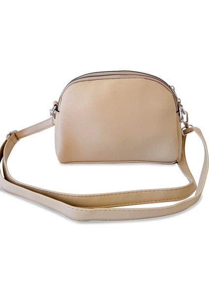 3 Bölmeli Çapraz Kullanıma Uygun Kadın Omuz Çantası Nude fırsatları