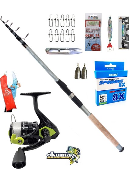 Okuma Fın Chaser 4000 300CM 60-120GR Remixon Carbo-X Tele Spin Olta Takımı Seti