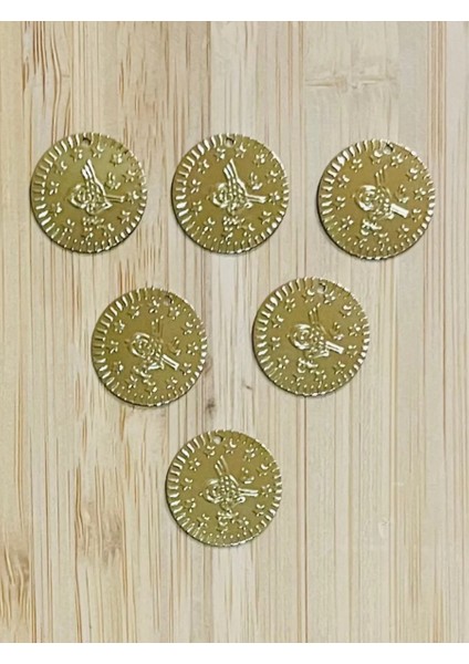 Ince Metalik Kaplama Tuğra Plastik Pul 20MM. Tahmini 100 Adet Civarı. Gold.