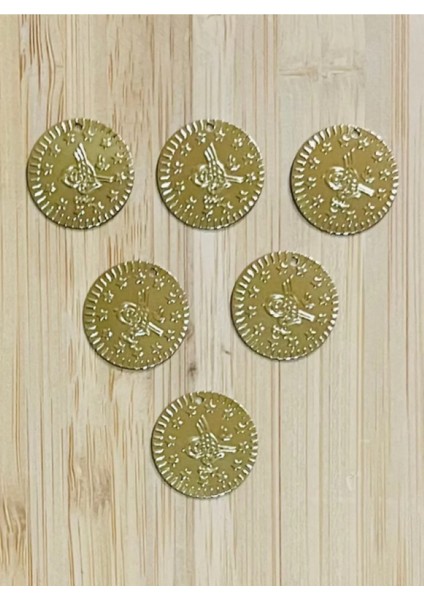 Ince Metalik Kaplama Tuğra Plastik Pul 20MM. Tahmini 100 Adet Civarı. Gold.