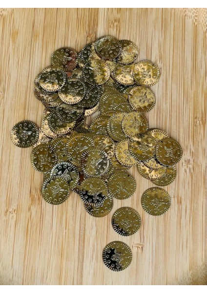 Ince Metalik Kaplama Tuğra Plastik Pul 20MM. Tahmini 100 Adet Civarı. Gold.