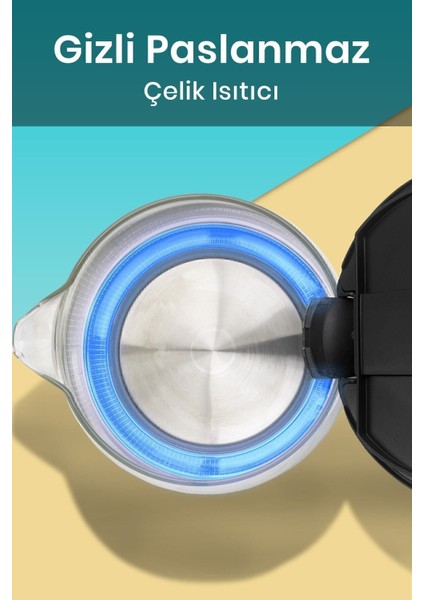 Pembe Cam Kettle 2200W 1.7l Paslanmaz Çelik Işıklı Su Isıtıcı fiyatları