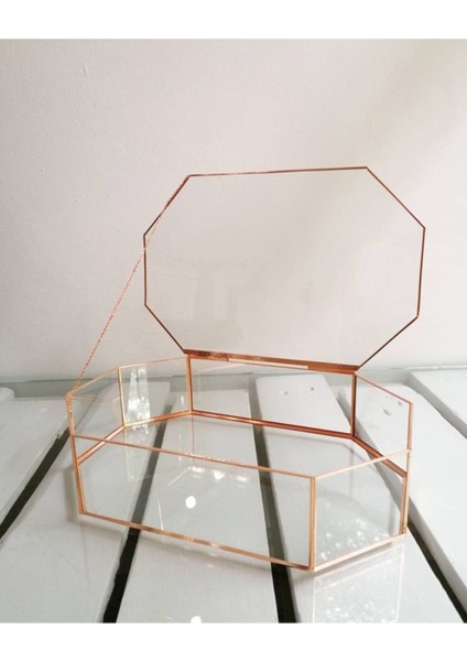 30X20X7 cm Geometrik Cam Makyaj ve Söz Mendil Kutusu, Şık ve Kullanışlı Tasarım