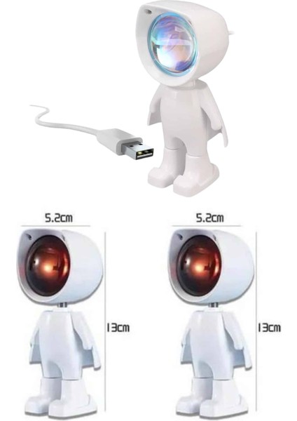 Zeroshop Astronot Işık Projektörü Gökkuşağı Projeksiyon Gece Lambası Hediyelik modelleri