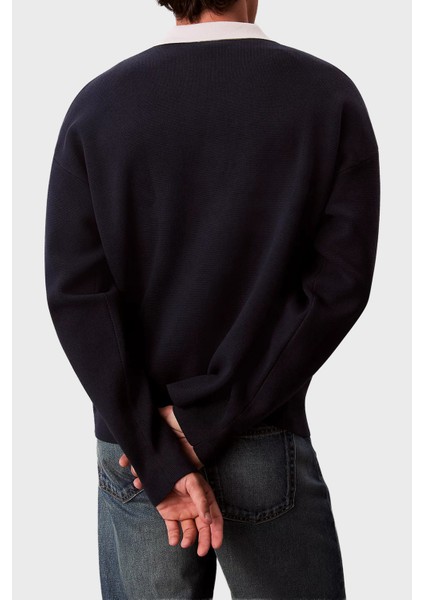 Pamuklu Relaxed Fit Polo Yaka Kazak LV04RD303GCEF Erkek Polo Yaka Kazak LV04RD303G Cef modelleri