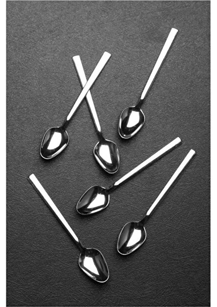 6 Adet Sade Çelik Lüx Çay Kaşığı Sade (18/10 Paslanmaz Çelik)