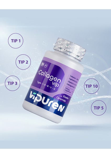 Collagenvip – 5 Tip Hidrolize Kolajen, Ceramid+Elastin, Hyaluronik Asit, Vitamin & Mineral indirimleri