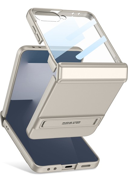 Galaxy Z Flip 7 Kılıf Zore Kıpta Standlı Kapak - Gümüş fırsatları