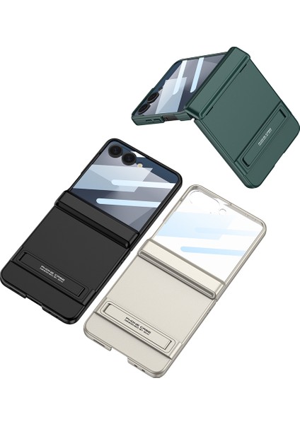 Galaxy Z Flip 7 Kılıf Zore Kıpta Standlı Kapak - Gümüş