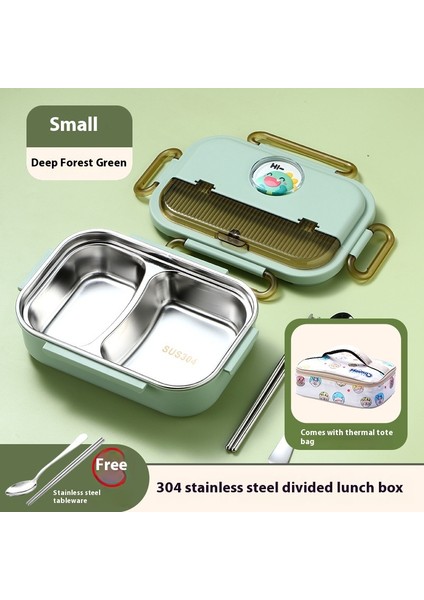 Karikatür Kare Öğrenci Paslanmaz Çelik Yalıtımlı Beslenme Çantası (Yurt Dışından)