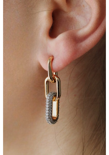 Vip Çelik Zirkon Taş Detaylı Zincir Model Küpe