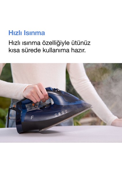 Mavi-Siyah Buharlı Ütü, Yüksek Performanslı ve Kolay Kullanım Için!