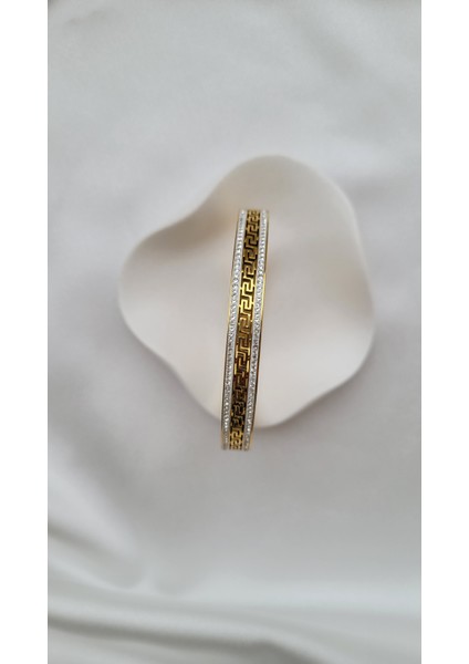 Gold Zarif Işlemeli Zirkon Taşlı Kelepçe fiyatları