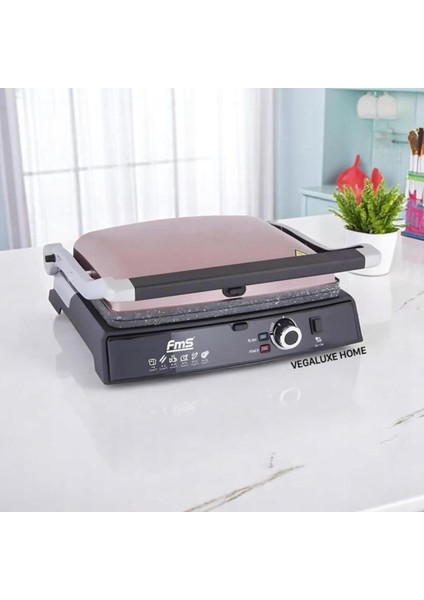 Pembe Granit Kollu Panini Izgara Tost Makinesi, Şık ve Dayanıklı Tasarım