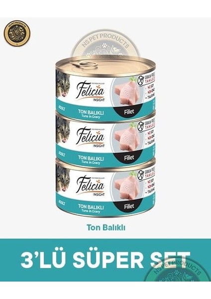 Ton Balıklı Fileto Yetişkin Kedi Konservesi 3X85GR