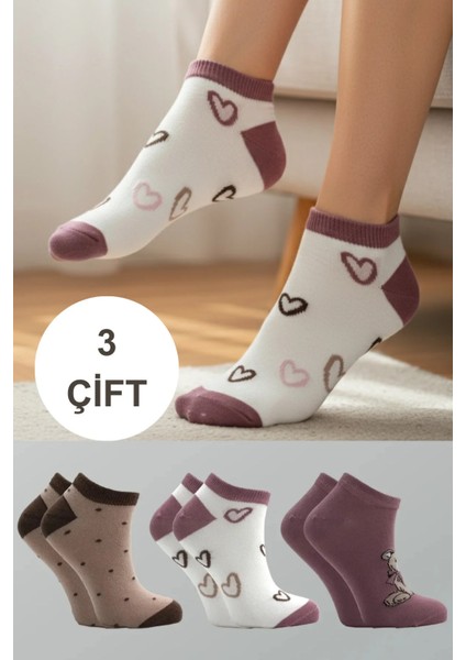 Kadın Pamuklu Renkli Patik 3'lü Paket