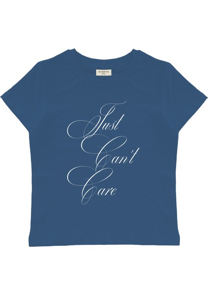 Can't Care Baskılı Baby Tee Crop Top