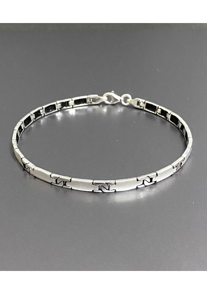 925 Ayar Rodyum Kaplama Lazerlierkek Gümüş Bileklik modelleri