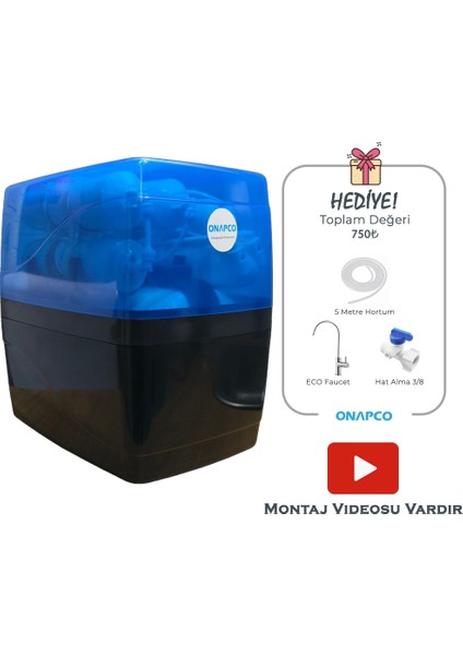 8 Lt Super Eco Su Arıtma Cihazı – Kutulu, 5 Aşamalı Ro, Eco Musluk, Pompasız