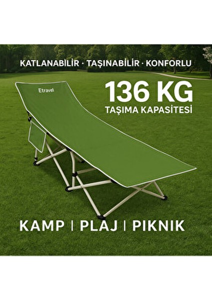 CR-1188 Katlanabilir Şezlong Yeşil Plaj Yatağı Fonksiyonel ve Pratik indirimleri