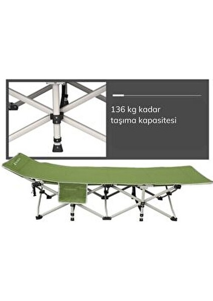 CR-1188 Katlanabilir Şezlong Yeşil Plaj Yatağı Fonksiyonel ve Pratik