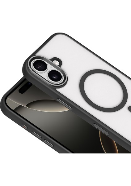 iPhone 17 Kılıf Wireless Şarj Özellikli Zore Krom M-Safe Silikon Kapak - Turuncu